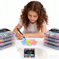 Marqueurs à paillettes à double pointe |   24-120 couleurs vibrantes, pointes de pinceau de 1-5 mm, traçage bicolore pour l'art, le scrapbooking et les loisirs créatifs pour enfants