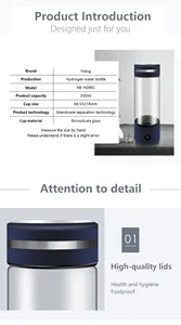 2024 PEM SPE Technology Portable Hydrogen Water Bottle Rechargeable Hydrogen Water Ionizer Machine Men Women Home Office Travel