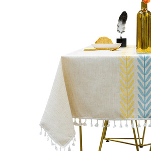 Antel <span class=keywords><strong>de</strong></span> lino para mesa <span class=keywords><strong>de</strong></span> <span class=keywords><strong>picnic</strong></span> al aire libre, <span class=keywords><strong>mantel</strong></span> <span class=keywords><strong>de</strong></span> lino <span class=keywords><strong>de</strong></span> algodón con borlas blancas - Product Image 1