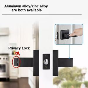 Poignées de porte à clé robustes avec bouton rotatif, en aluminium noir mat, design américain, serrures à <span class=keywords><strong>3</strong></span> <span class=keywords><strong>points</strong></span> pour portes intérieures - Product Image 4