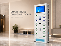 Station de recharge électronique à 10 baies avec casier sécurisé, structure assemblée, fonction de paiement par carte de crédit, certifiée CE, résistante à la rouille