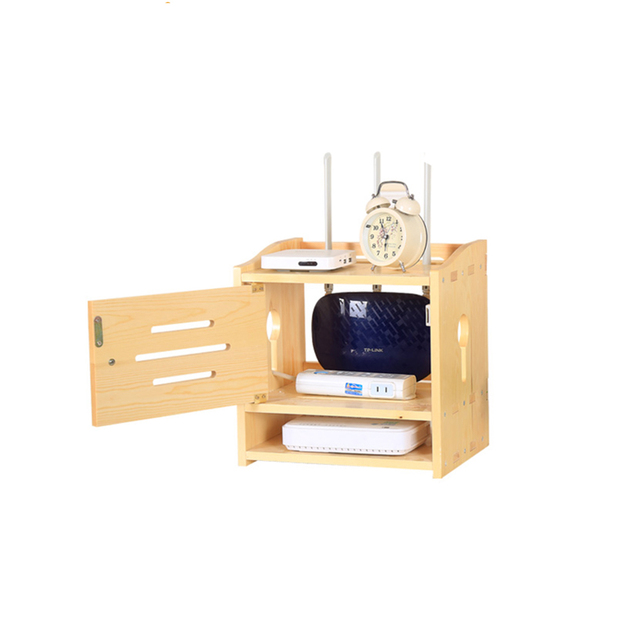 Promotional Bamboo Wooden WiFi Router Storage Box 3 Layer