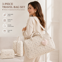 Ensemble de 3 sacs de voyage matelassés pour femme, sac de week-end, sac fourre-tout, trousse de toilette, organisateur de bagages, logo personnalisé OEM ODM