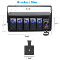 Boîtier de commutation à 6 interrupteurs à bascule avec fonction relais, module de contrôle, double USB et voltmètre pour camping-car, remorque, fourgonnette, voiture, bateau