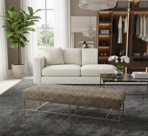 Contemporary Linen Tufted Bench Modern Minimalist Design Plush <b>Cushion</b> Durable Frame Furniture for Living Room Hotel School - Product Image 3