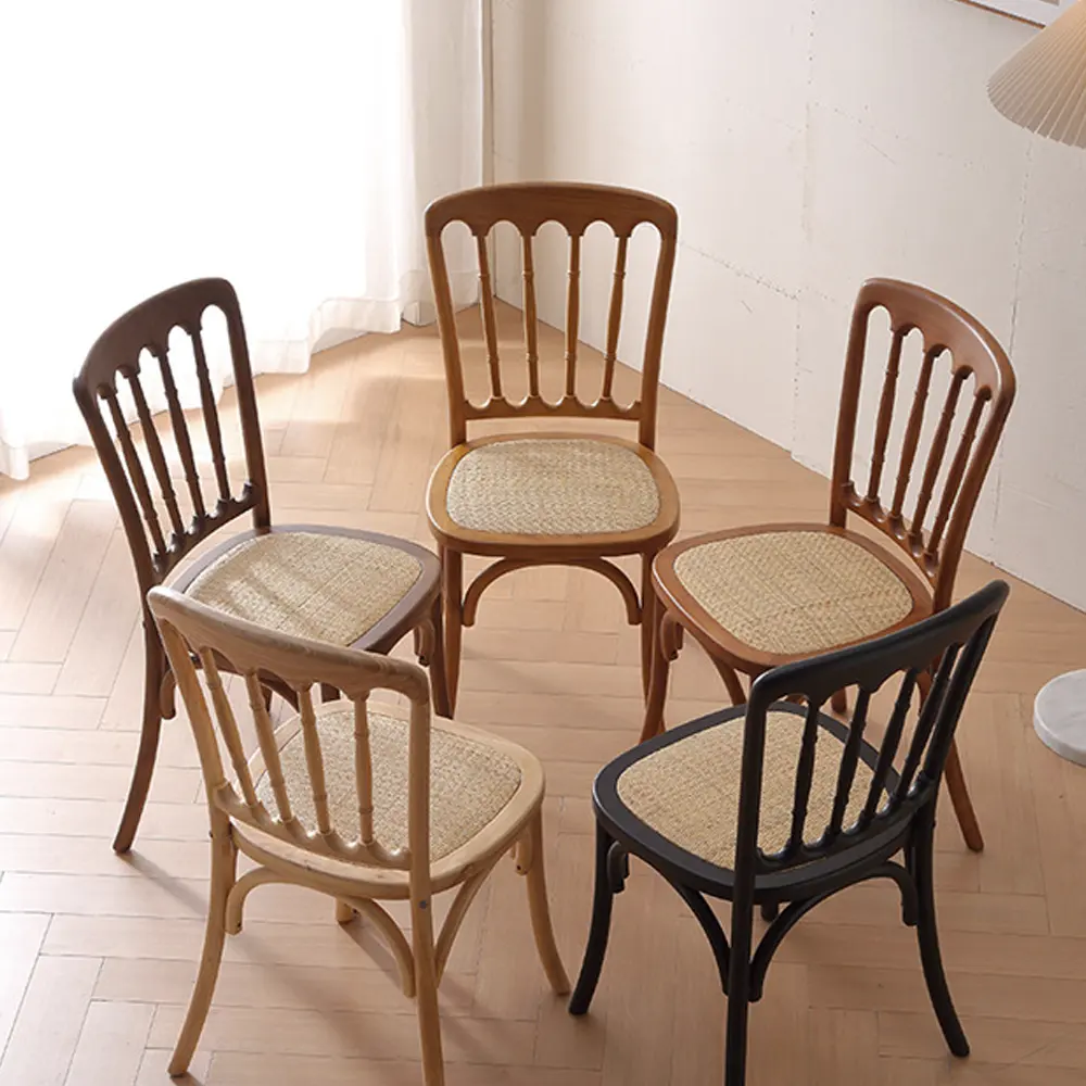 เก้าอี้รับประทานอาหารไม้เนื้อแข็งอเมริกัน bjflamingo เก้าอี้หวายเนโปเลียนประกอบอย่างเต็มที่