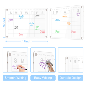 2023อะคริลิคไวท์บอร์ดลบได้แบบแห้งติดตู้เย็นแผ่นจดบันทึกปฏิทินแม่เหล็กราย<span class=keywords><strong>เดือน</strong></span>รายสัปดาห์ - Product Image 5