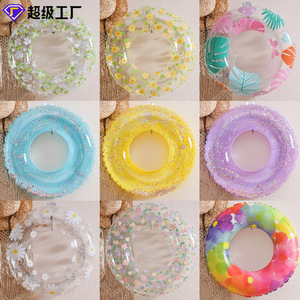 Bouée de bain gonflable transparente pour bébé avec motif floral, double airbag, pour utilisation en piscine pour enfant - Product Image 5