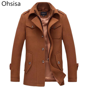 Abrigo de Lana Casual para Hombre, Estilo Gabardina, con Cierre, Manga Larga, Grueso, Transpirable, Cuello Doble, Resistente al Frío, para Otoño e Invierno - Product Image 1
