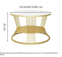Ensemble de tables basses modernes intelligentes, rondes, extensibles, gigognes, en métal doré et marbre blanc, multifonctionnelles et personnalisables pour salon