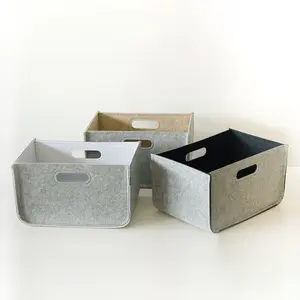 Custom Size Multifunction Foldable Felt Storage Basket For Nursery Home Shelf Organizing
