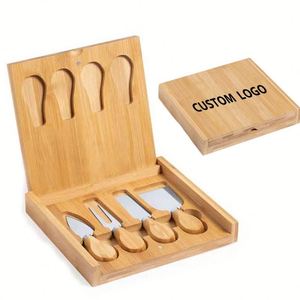 Juego de Cuchillos para Queso Multifuncional de Acero Inoxidable, Tabla de Cortar de Bambú Ecológica y Duradera para Fiestas de Charcutería y Hoteles - Product Image 1