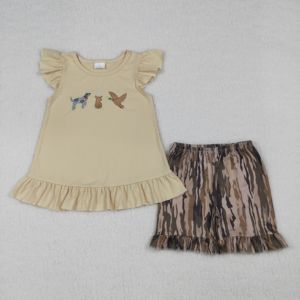 RTS Boutique - Tenues pour filles avec broderie camouflage de chien de chasse - Shorts - Vêtements d'été - Nouveaux designs - Ensembles de vêtements pour enfants tendance - Product Image 3