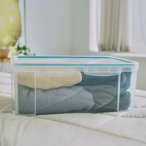 Large 26L Clear Airtight Sealed Baby Clothes Storage <b>Box</b> Stackable Plastic Organizer for Nursery <b>Wardrobe</b> Bulk Toy Storage - Product Image 6