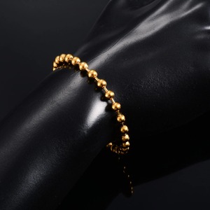 Bracelet de cheville en acier inoxydable plaqué or pour femme et fille, chaîne de pied, bracelet de main, bijoux à billes rondes Rolo - Product Image 3
