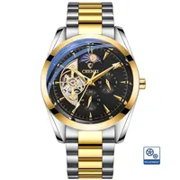 Montre de luxe pour homme CHENXI 8801, chronographe personnalisé, aiguilles lumineuses avec répétiteur creux, bracelet en cuir, mouvement mécanique