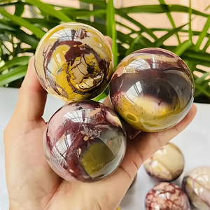 1 bola de cristal de esferas de Moonkite natural, diseño de mármol vibrante, decoración del hogar de piedra natural con remolinos dorados, marrones y blancos - Product Image 2