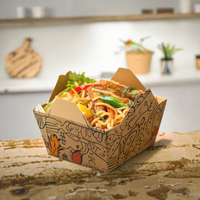 Gobelet d'emballage alimentaire jetable et recyclable de haute qualité pour restaurants, boîte pliante en papier kraft laminé mat pour nouilles