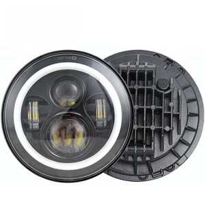 Phares de moto à LED H4 avec feux de croisement/route, anneaux lumineux DRL, 12V 6000LM 6000K, ajustement universel 5.75/7 pouces 30W - Product Image 4