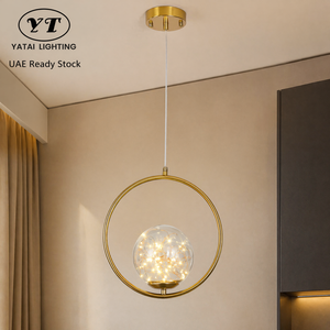 Lámpara colgante moderna de metal con anillo, altura ajustable, LED, cristal, para dormitorio, comedor, decoración del hogar. - Product Image 1