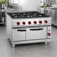 Cuisinière à gaz commerciale à 6 brûleurs avec four, en acier inoxydable, robuste, pour cuisine d'hôtel