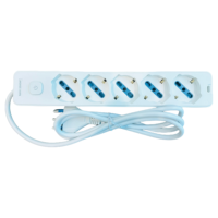 Interruptor de Enchufe Italiano FZF Modelo 305S 16A, 5 Posiciones, 5 Tomas de Corriente, Conexión Eléctrica para Uso Doméstico, Cable de 1.5m, 16A