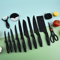 MANJIA Ensemble de 18 couteaux de cuisine en acier inoxydable professionnels avec aiguiseur de couteaux Couteaux à steak Éplucheur en prime