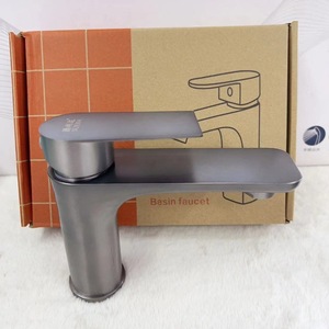 Grifo de lavabo de acero inoxidable color bronce, monomando, de montaje en encimera, estilo minimalista, para agua fría y caliente. - Product Image 2