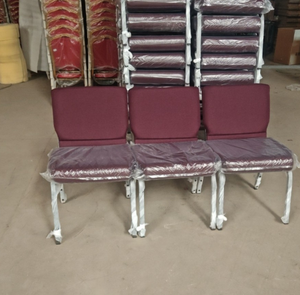 Sedia in tessuto da chiesa con struttura in ferro per scuola e casa ufficio impilabile e imbottita in metallo - Product Image 2