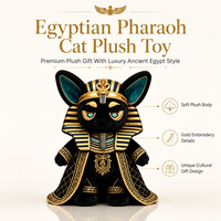 WEIMEI Peluche personnalisée Anubis style Égypte ancienne, tissu en peluche doux de qualité supérieure, broderie dorée complexe, logo personnalisé