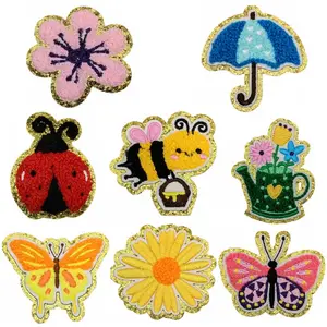 Zomerbijenvlinder Chenille Patches In Voorraad Klein Borduurwerk Patch Voor Kinderen Handdoek Decoratie Voor Tassen Kleding