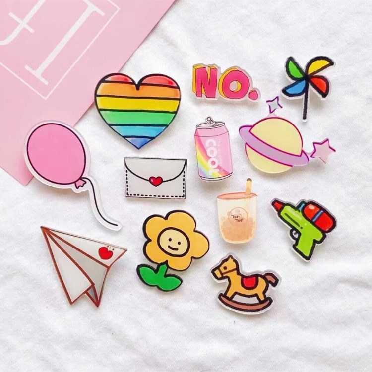 2021 пользовательский сублимационный Магнитный многоразовый значок для безопасности с изображениями животных, пластиковый значок с мультяшным персонажем, акриловый значок