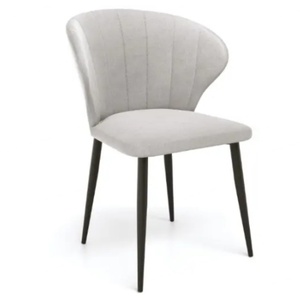 Chaise de salle à manger confortable au design moderne et épuré, avec revêtement en cuir menthe et pieds en fer éponge. - Product Image 2