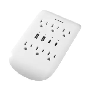 6 Outlet Wall-mount Surge Protector with Breathing Indicator Multi-Plug Outlet Wall Charger Extender