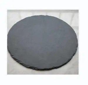10x10cm厘米天然黑色石板盘子圆形价格便宜