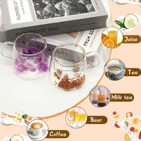 Tasse en verre à double paroi résistante à la chaleur de nouveau design personnalisée avec fleur sèche