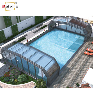 Al aire libre sobre el suelo automático plegable invernadero sol habitación piscina cubierta retráctil Sunroom casa de cristal - Product Image 2