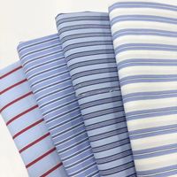 2025 nouveau Stock Lot bleu clair rayure popeline tissu écologique teint en fil coton Nylon mélangé Spandex tissé pour garçons chemise unie