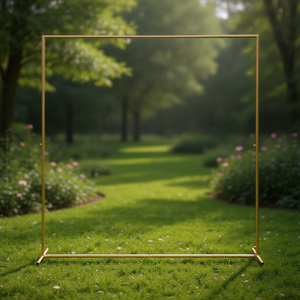 Arco de hierro para bodas Db de 200 cm de altura, con parte superior plana, en forma de marco de puerta dorado, para decoración de ceremonias en jardines al aire libre. - Product Image 2