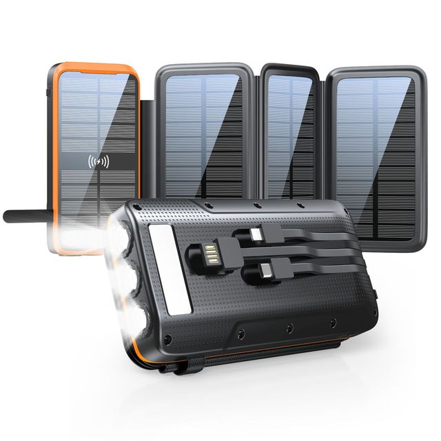 OEM 43800Mah Folding Solar Panel Pd 20W Built in Cables Waterproof Portable Powerbank Car Supplies