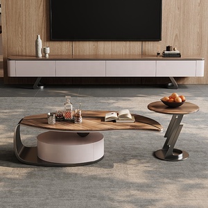 Tavolino <span class=keywords><strong>da</strong></span> Caffè di Design Moderno e Lussuoso, Forma Speciale, per Soggiorno, in Legno di Noce di Alta Qualità - Product Image 2