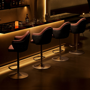 豪华北欧复古现代可调高架旋转酒吧凳，用于厨房岛柜台和餐厅 - Product Image 4