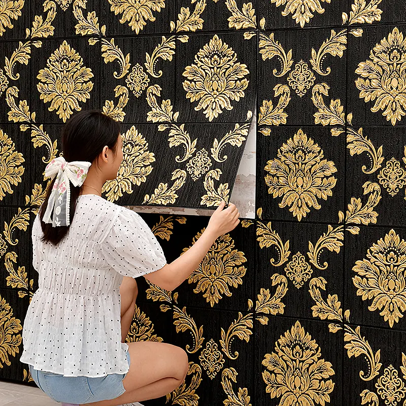 Papel de parede impermeável de espuma 3d, papel de parede para banheiro, decoração de sala de estar com painel de parede