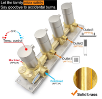 Système de douche thermostatique à effet pluie en nickel brossé, monté au plafond, avec jets latéraux et douchette à main, pour usage hôtelier