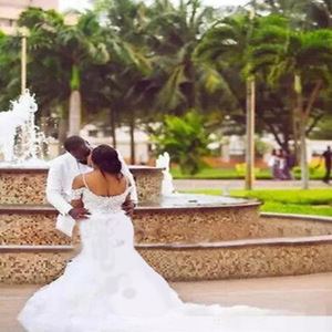 Mermaid Wedding Dress White Sweetheart Neckline Lace Plus Size Custom Made Slimming Flattering Style JM029 - Product Image 3