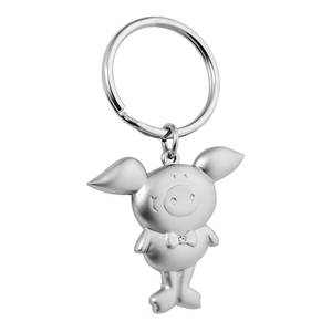 Llavero Metálico Personalizado con Diseño de Cerdito Masculino, Acabado Satinado Moderno, Regalo o Mosquetón Hecho de Latón o Acero Inoxidable - Product Image 1