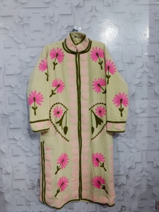 Abrigo Largo de Algodón Acolchado con Bordado Floral, Ecológico, con Cinturón, para Mujer, Chaqueta de Invierno con Cuello en V y Manga Larga - Product Image 4