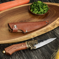 Couteau de cuisine universel traditionnel Longquan de 5 pouces, manche en bois de copal Rhodesian, lame entièrement forgée, couteau utilitaire ultra-affûté