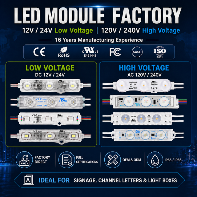 12V/24V/110V/220V LED Modules Light Mini LED Injection Modules for Billboard Signs Advertisement Box Backlight Pixel Letter Sign