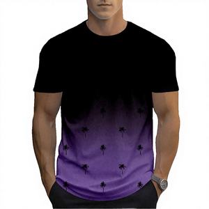 Camiseta Deportiva Casual 3D para Hombre, con Degradado, Cuello con Patrón, Manga Corta, Ecológica, de Spandex/Poliéster, Venta al Por Mayor - Product Image 4